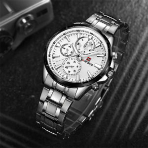 NAVIFORCE Men's Watch, Original Brand, Waterproof, Stainless Steel, Fashionable Casual Sports Double Calendar Watch, NF9089, Black