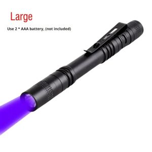 Đèn Pin UV 395nm Cầm Tay Đèn Tia Cực Tím Tích Hợp Kẹp Bút Đèn LED Ánh Sáng Tím Phát Hiện Nước Tiểu Thú Cưng & Bọ Cạp Thân Nhôm Màu Đen Chống Nước