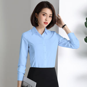 Áo Sơ Mi Dài Tay Màu Xanh Đậm Cho Nữ Chất Liệu Polyester Thường Ngày Chống Nhăn Chống Thấm Nước Thoáng Khí Mặc Đi Làm
