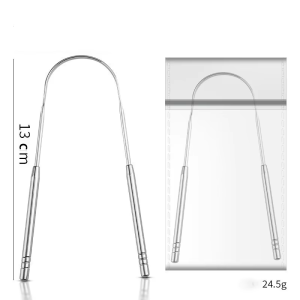 2pcs Stainless Steel Tongue Scraper U-shaped Metal Fresh Breath Cleaning Coated Tongue Toothbrush Oral Hygiene Care Tools