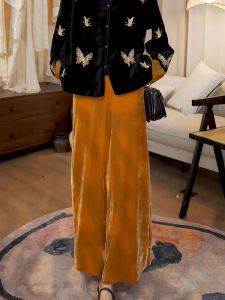 Elegant High Waist Velvet Skirt Draping New Chinese Style Long Dress Autumn 2024 Womens Premium Sensation Half Body Skirt