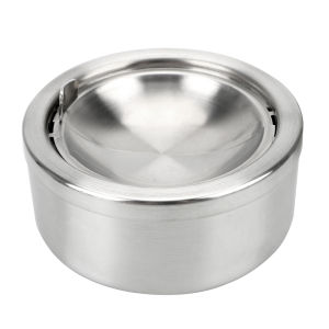Hộp Đựng Tàn Thuốc Bằng Thép Không Gỉ Hình Tròn Có Nắp Di Động Chống Gió Phụ Kiện Hút Thuốc