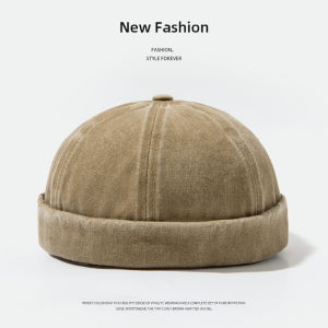 Vintage Washed Pure ผ้าฝ้าย หมวก Workwear อเมริกัน ฮิปฮอป Style Dome เสื้อท่อนบน หมวกไร้ใบสําหรับผู้ชายและผู้หญิง ลำลอง ตลอดทั้งปี