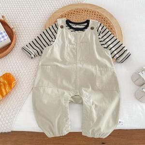 Bộ Quần Áo Sơ Sinh Mùa Xuân Thu Kẻ Sọc Quần Short Hai Mảnh Mặc Đi Chơi Cho Bé Trai Và Bé Gái Quần Áo Trẻ Em Cotton Pha Polyester