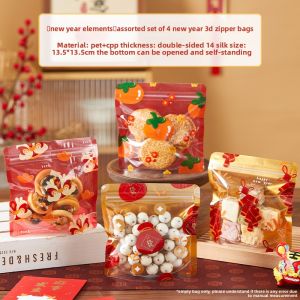 MEIDI | Gift Self-Sealing Bag For New Year Cookies Candies Toffee Snowflake Pastry