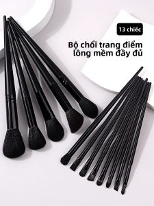 Bộ Cọ Trang Điểm Chuyên Nghiệp 13 Chiếc Màu Đen - Bộ Mỹ Phẩm Dùng Cho Kem Nền Tạo Khối Phấn Mắt Má Hồng Phấn Bắt Sáng - Sợi Len Thuần Chay
