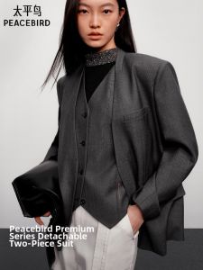 PEACEBIRD | Layered Sleeveless Business Jacket