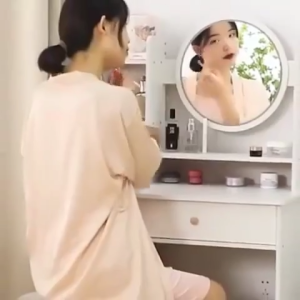 Meja Rias dengan Lampu LED Meja Rias Modern Minimalis Meja Rias Oval Meja Rias Aesthetic