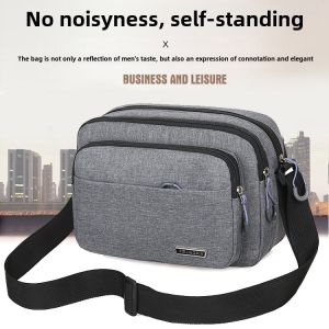 Casual Mens Crossbody Bag Waterproof Nylon Business Bag Large Capacity Multi-layer Single Shoulder Bag for Leisure And Money Collection
