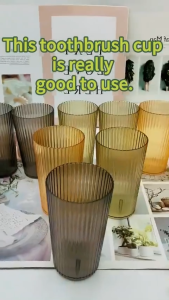 SUNDAR 6pcs Acrylic Style Drinking Glasses Clear 550ml Plastic Water Cup for Family