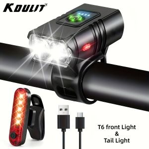 Front Bike Light USB Rechargeable Power Display Bicycle Led Light Waterproof Bicycle Headlight Flashlight Cycling Accessories
