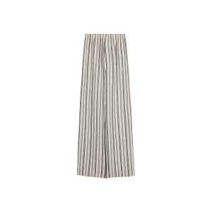 Loose Straight Leg Pants Short Shorts in Tka Weave Striped Relaxing Lazy Minimalist Style Cotton Linen Summer Fashion