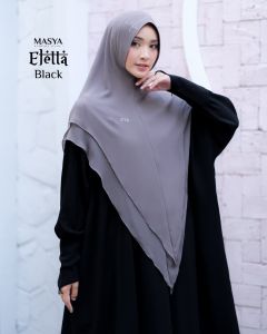 Set Gamis Dress Abaya Kaftan Arabian Premium Syari Branded Coklat Tua - Hitam - Black - Brown Wanita Mewah Masya Syari Terbaru Elletta MADENIA SYARI By MASYA