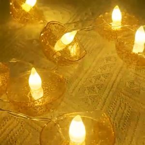 2023 Diwali Diya Lamp Lights 3 Meters 20 LED Plug in / Battery Power Deepavali Gift Decoration String Lights