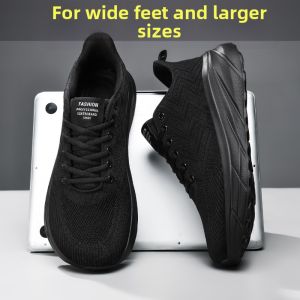 Yrfe | Wide Comfort Breathable Black Sports Shoes