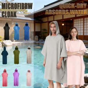 Quick Dry Microfiber Hooded Beach Towel High Absorbent Gym Sauna Travel Surfing Swimming Light Bathrobe Cloak Changing