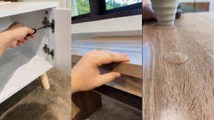 QC Home Sideboard Almari Tepi Kabinet Sidetable Almari Sisi Meja Tepi Storage Perabot Nara
