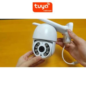 Camera Wifi TUYA 4MP Ngoài Trời Xoay 360 độ Theo Dõi Chuyển Động Có Đèn Chiếu Ban Đêm APP SmartLife