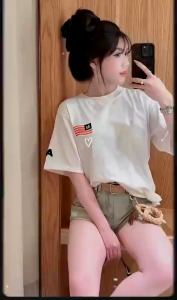 Áo Thun Nam Nữ AA Studio Thêu Xù Lá Cờ Form Rộng Tay Lỡ Chất Cotton Hottrend