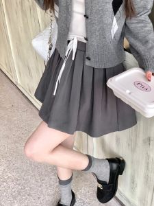 American Style Grey Sweater Cardigan Half Skirt Set Womens Fashion Ensemble QN Female Household Manchester College