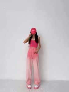 Celana Panjang Lurus Pinggang Tinggi Gaya Korea Celana Jeans Kaki Lebar Ramping Longgar