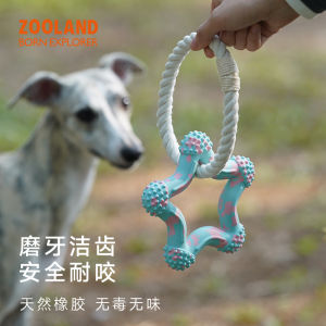 ของเล่นสำหรับสุนัข ZOOLAND ลูกบอลเชือกผูกกับสุนัขกลางและขนาดใหญ่ ที่ใช้สำหรับออกกำลังกายกลางแจ้ง ลูกบอลเชือกสำหรับสุนัข