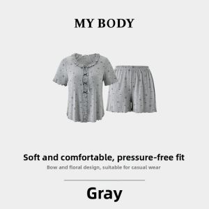 Mybody | Summer Short-sleeve Bow Floral Womens Pajamas