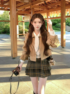 CHOUXIE | Spring Small Size College Style White Shirt and Plaid Skirt Set