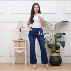 Cutbray Highwaist Jeans pinggang karet cewek terlaris