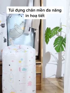 Túi Dây Rút Vải Dù Nhựa Chống Thấm Nước Đựng Chăn Màn Quần Áo Tiện Dụng Cỡ Lớn 84 X 45CM