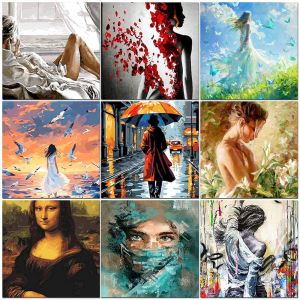 CHENISTORY Picture By Numbers On Canvas Acrylic Paint By Number Women Diy Painting By Numbers Kit Coloring By Numbers Decoration