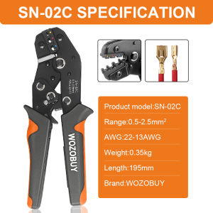 Wire Stripper Wire Terminals Crimping Tool Kit AWG22-13/0.5-2.5mm² Ratcheting Crimper Tool for Insulated Wire Connectors