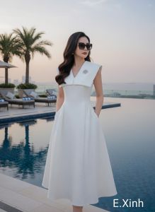 Thời Trang Thiết Kế E.Xinh.Váy Thiết kế sang chảnhtrẻ trung thanh lịch.Vay dáng dài tôn eo nhún hôngche khuyết điểm.Váy công sởđi tiệc đi chơi ..