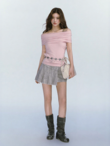 Sleeveless Off-Shoulder Hooded T-Shirt