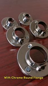Chrome Plated Round Flange Base Wall Mounted for 25mm (1 ) Curtain Rod Kurtina Rod Cabinet Post (4 pcs)