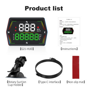RYSJM | HUD G21 Head up Display Car Digital Speedometer Large Font Compass Time Overspeed Warning Windshield Projector for all Vehicles