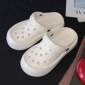Cute Thick-Heeled Sandals Hole Design Comfortable Breathable Outdoor Beach Shoes Anti-Slip Casual Cartoon Pattern EVA Material