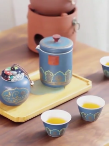 Special Gift Father’s Day Birthday Gift for Dad Meaningful Exquisite Flower Traveling Tea Set for Boss business gift