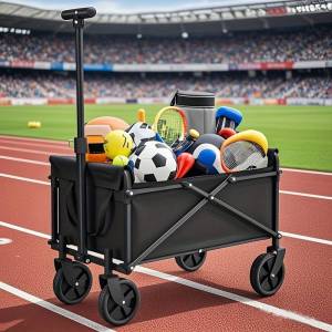 Collapsible Folding Wagon Beach Wagon Cart Utility Grocery Wagon Large Capacity