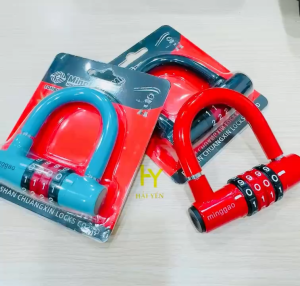 Khóa số chữ U càng ngắn Minggao 4 chữ số cao cấp - Màu xanh đỏ đen - An toàn chống trộm