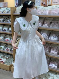15 High School Junior High School Student 13 Young Adult White Dress Summer 12 Years Old Youth Doll Collar Sweet Mori Skirt