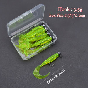 MrLurion 20pcs 6cm 3.5g Jig Hook Silica Soft Artificial Pesca Isca Leurre Grub Worm Lure Bait Wobbler Roll Tail Perch Bass Fish