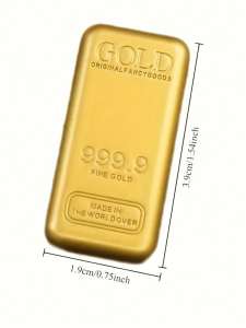 6pcs Realistic Faux Gold Bar - Modern Metal Decorative Bars Great For Living Room Bedroom Or Office Desk Display
