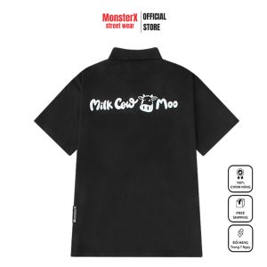 Áo thun polo MONSTER X STREET M.C.MOO phông tay lỡ nam nữ form rộng Local Brand