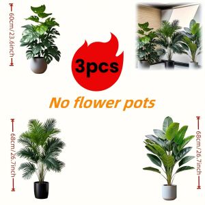 3 Cây Cọ Areca Nhân Tạo Lớn 36 Lá Cây Nhiệt Đới Trồng Chậu Trang Trí Trong Nhà Cây Nhựa Để Đặt Sàn