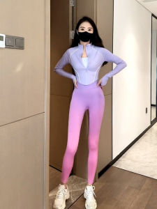 เสื้อผ้าโยคะแขนยาวสำหรับผู้หญิง 2023 ใหม่ เสื้อผ้าออกกำลังกายฟิตเนส Pilates แห้งเร็ว เสื้อผ้ากีฬาสำหรับวิ่ง