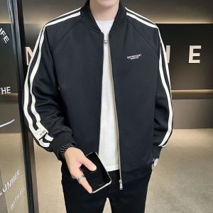 ROMON | Romon Mens Short Flight Jacket Baseball Collar Outdoor Windproof Fashion Urban Style Polyester Fiber Zipper Decorated Outerwear