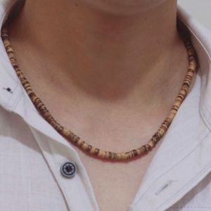 Vòng Cổ Choker Ngắn Thủ Công Làm Từ Vỏ Dừa Tự Nhiên Dành Cho Nam 18 Inch Trang Sức Chữa Lành Phong Cách Hip Hop Rock Phụ Kiện Thời Trang Quà Tặng