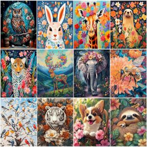 RUOPOTY Painting Paints By Numbers Animals and flowers Canvas Art Painting Acrylic Paints Adult Coloring Paint Kit For Handiwork