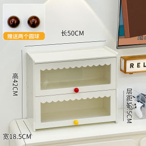 กล่องเก็บของพื้นโต๊ะแบบพับปิด กันฝุ่น สำหรับนักเรียนหอพัก เก็บของแบบกระดาษโน้ต เก็บของแบบยาว 2 ชั้น วัสดุไม้เทียม